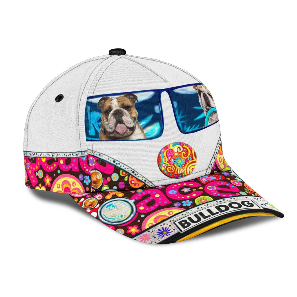 Bulldog Classic Cap, Gift for Dog Lovers, Dog Dad, Dog Mom, Gift for Hippie Life, Hippie Lovers Trucker Hats Custom Hats Gifts For Men & Women