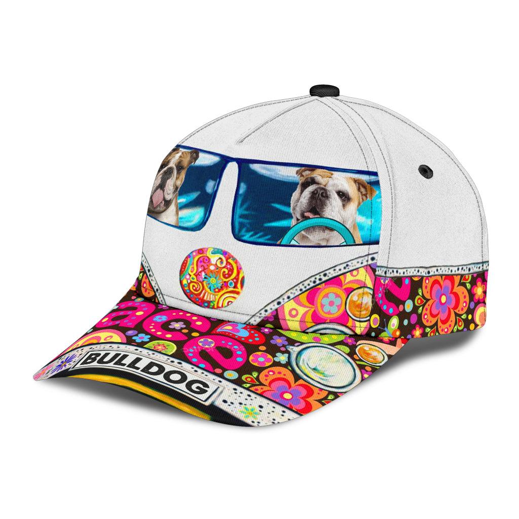 Bulldog Classic Cap, Gift for Dog Lovers, Dog Dad, Dog Mom, Gift for Hippie Life, Hippie Lovers Trucker Hats Custom Hats Gifts For Men & Women