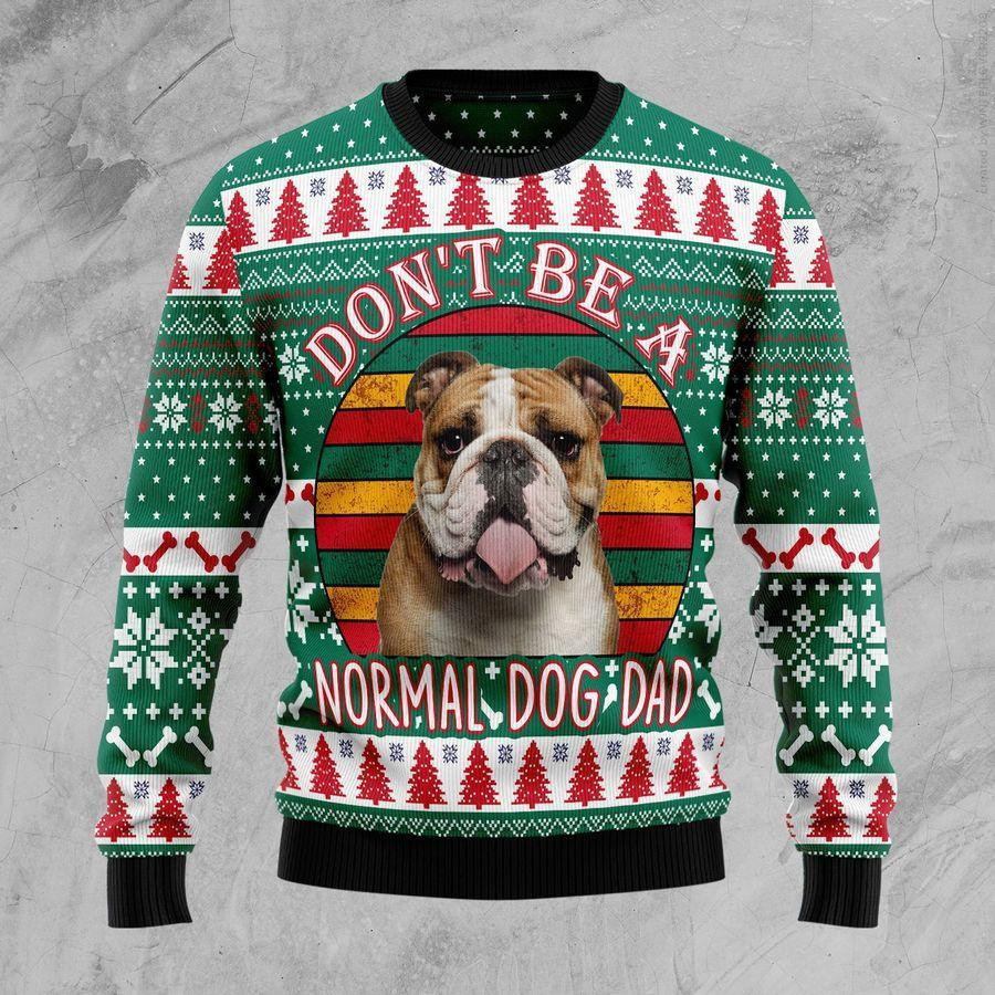 Bulldog Dad Ugly Christmas Sweater Adult 3D Funny Matching for family