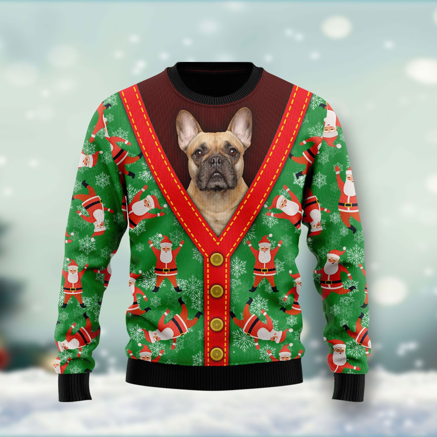 Bulldog Ugly Christmas Sweater Adult 3D Funny Matching for family