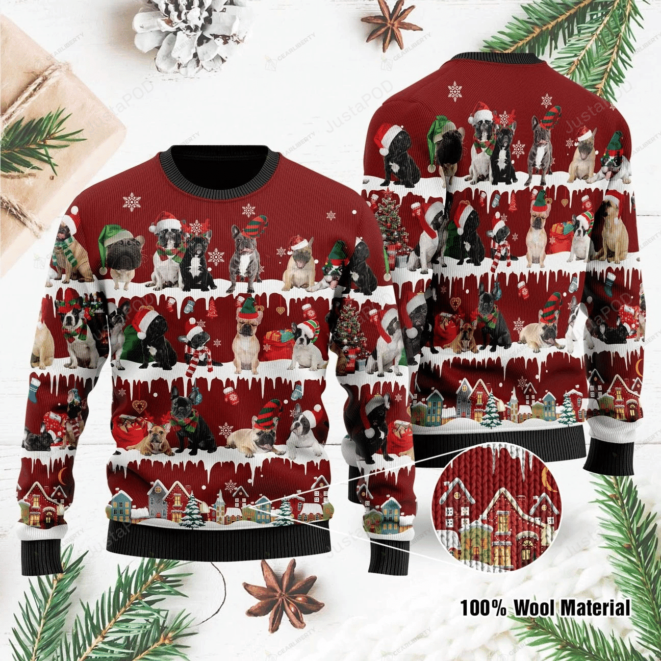 Bulldog Ugly Christmas Sweater Adult 3D Funny Matching for family