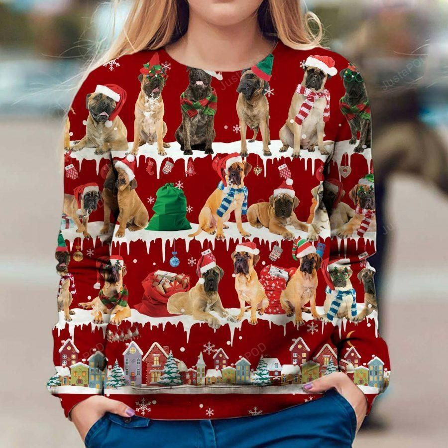 Bullmastiff Ugly Christmas Sweater Adult 3D Funny Matching for family