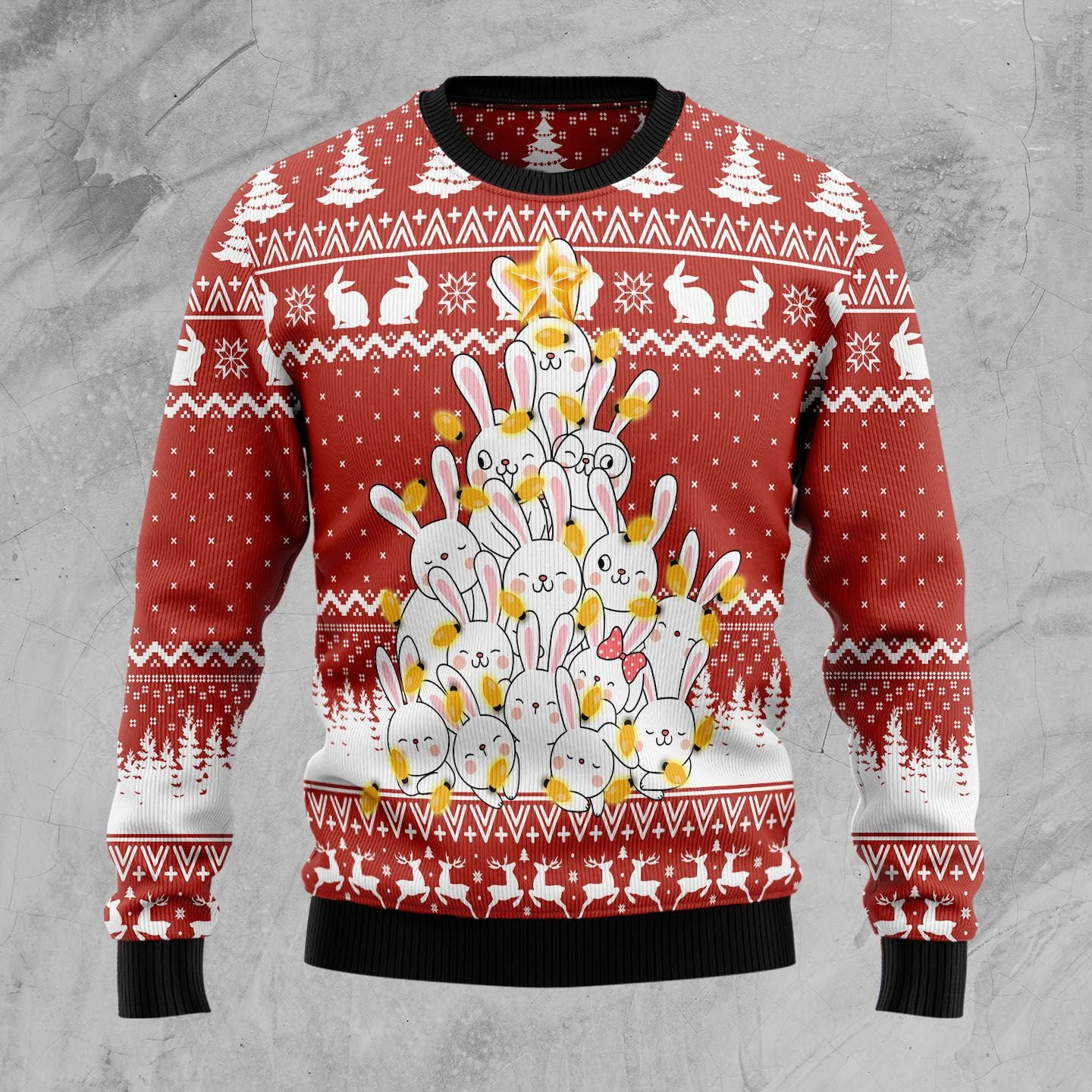 Bunny Tree Xmas Ugly Christmas Sweater Adult 3D Funny Matching for family