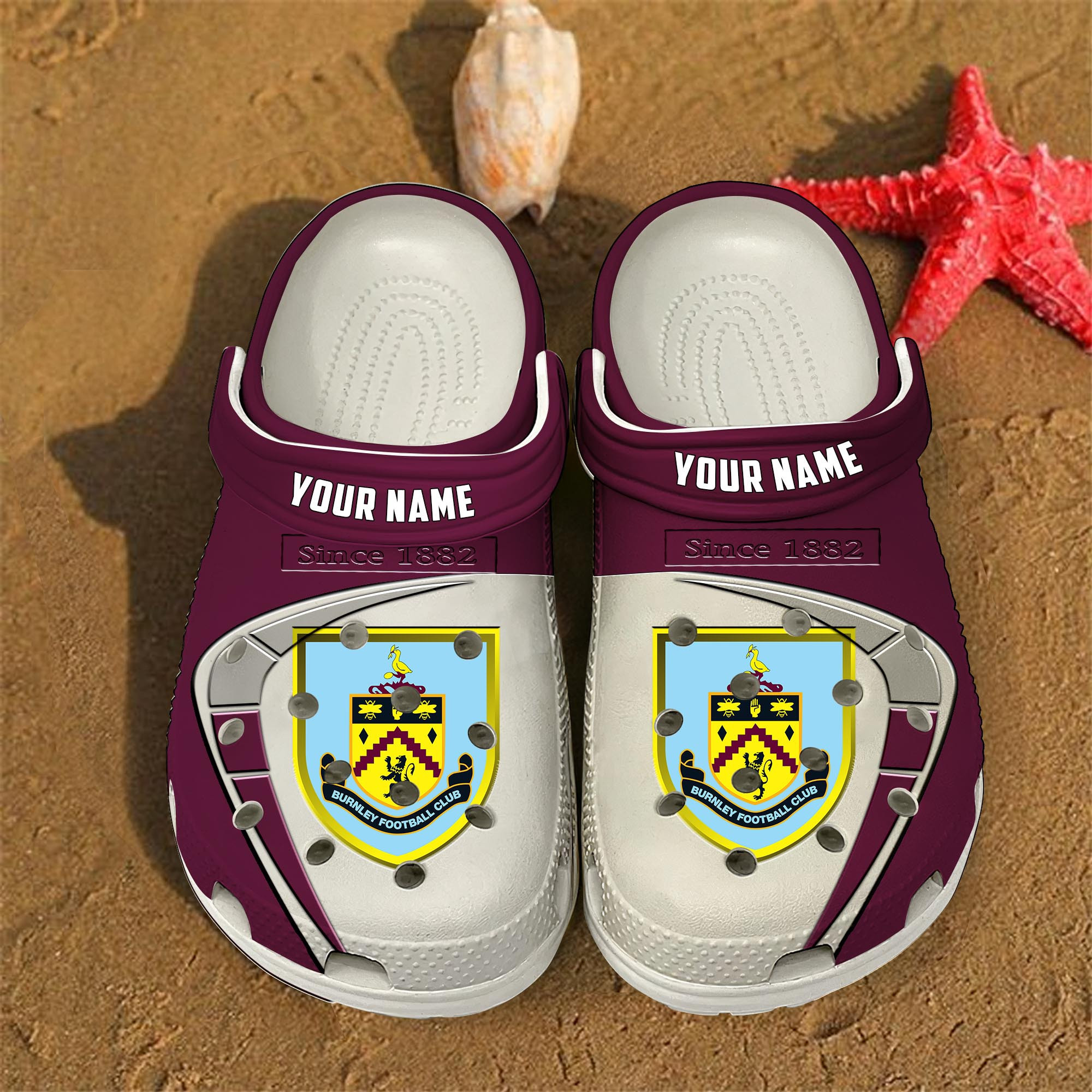 Burnley EFL Crocs Crocband Clogs Shoes Comfortable For Men Women and Kids