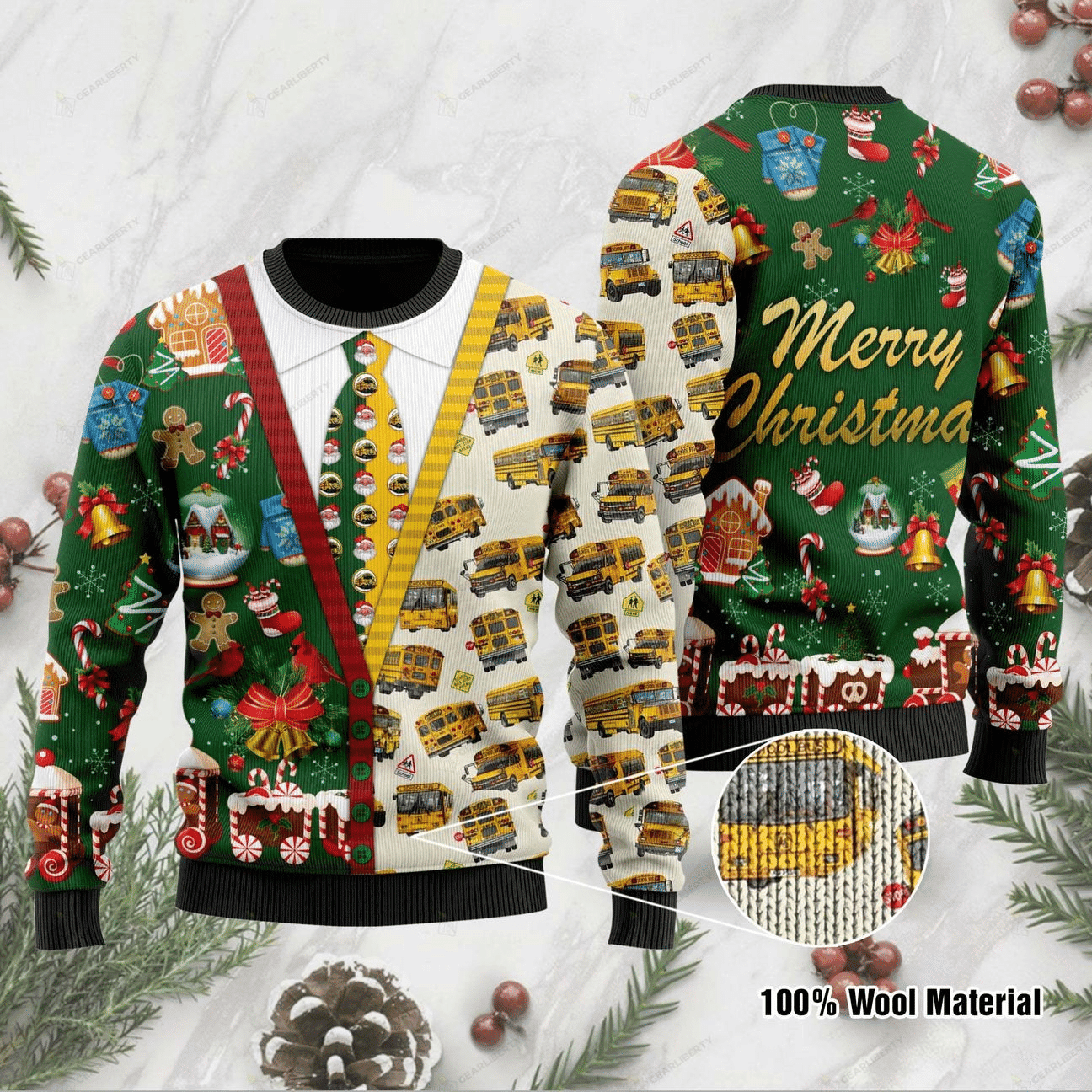 Bus Driver Ugly Christmas Sweater Adult 3D Funny Matching for family