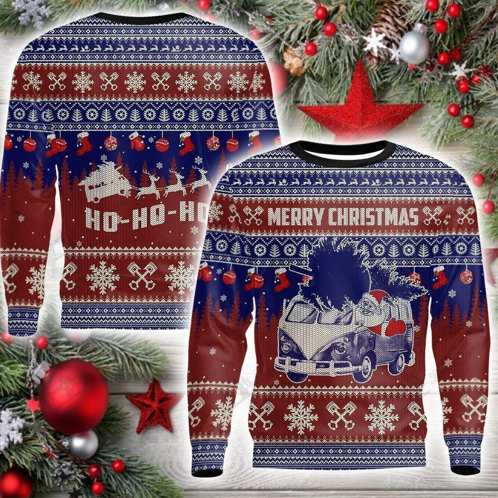 Bus Santa Claus Ugly Christmas Sweater Adult 3D Funny Matching for family