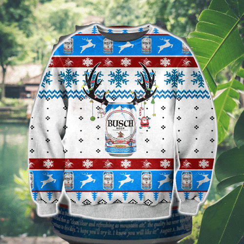 Busch Beer And Deer Ugly Christmas Sweater Adult 3D Funny Matching for family