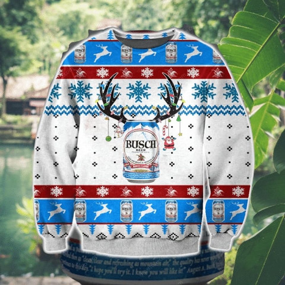 Busch Beer Ugly Christmas Sweater, Beer Lover Sweater