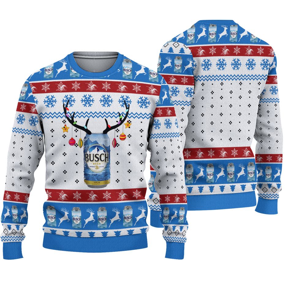 Busch Blue Beer Ugly Knitted Christmas Sweater