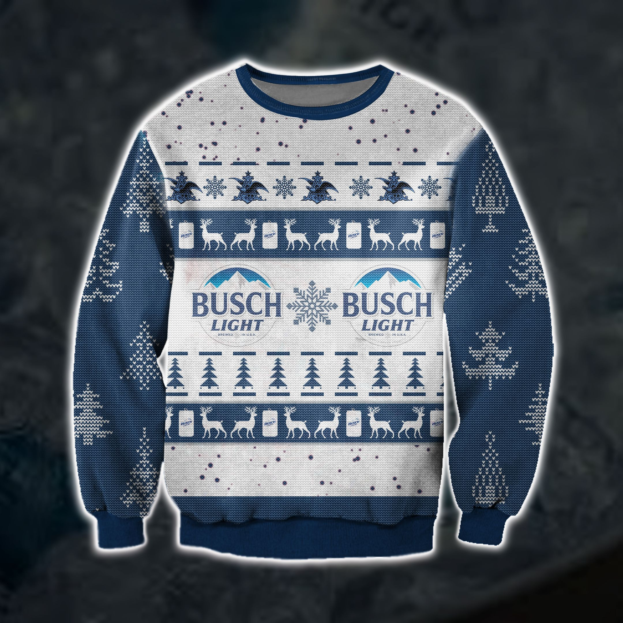 Busch Light Knitting Pattern 3D Print Ugly Christmas Sweater Adult 3D Funny Matching for family