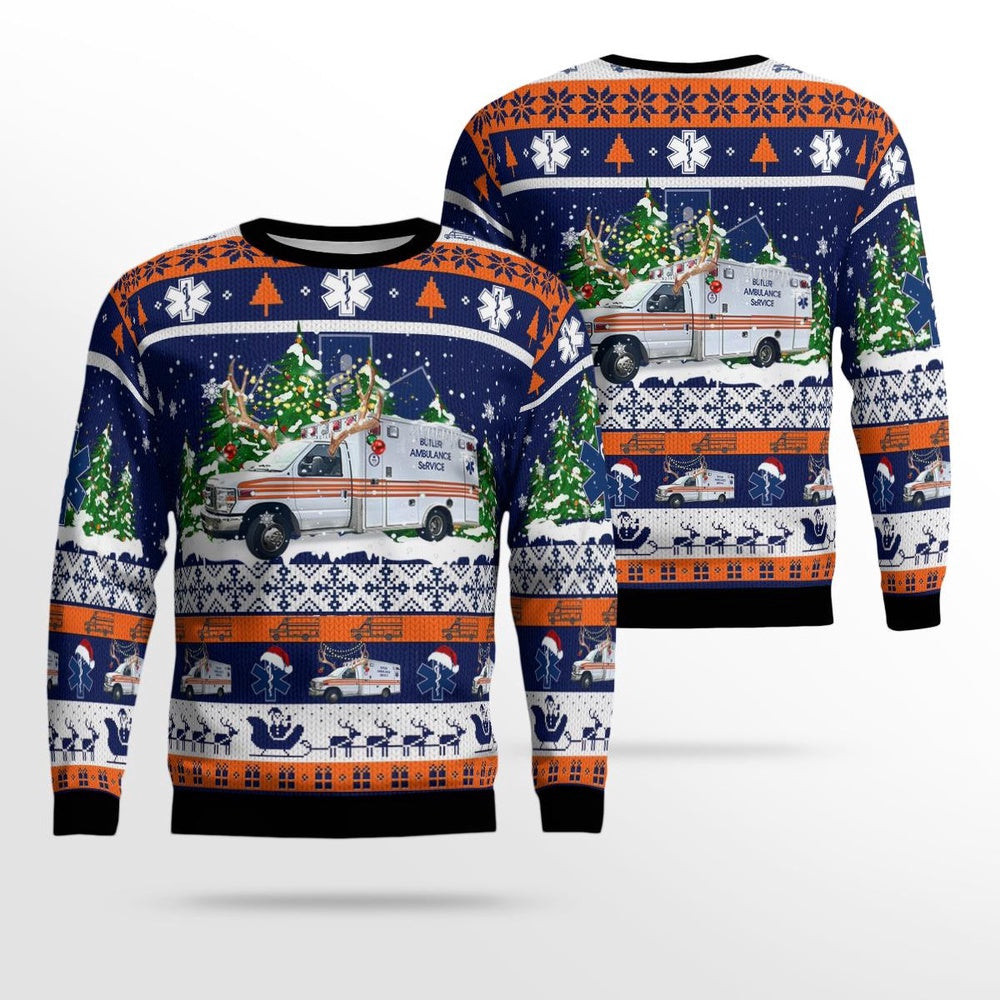 Butler Ambulance Service Butler Pennsylvania Christmas AOP Sweater Xmas Unisex Sweater Christmas Gifts For Men Women