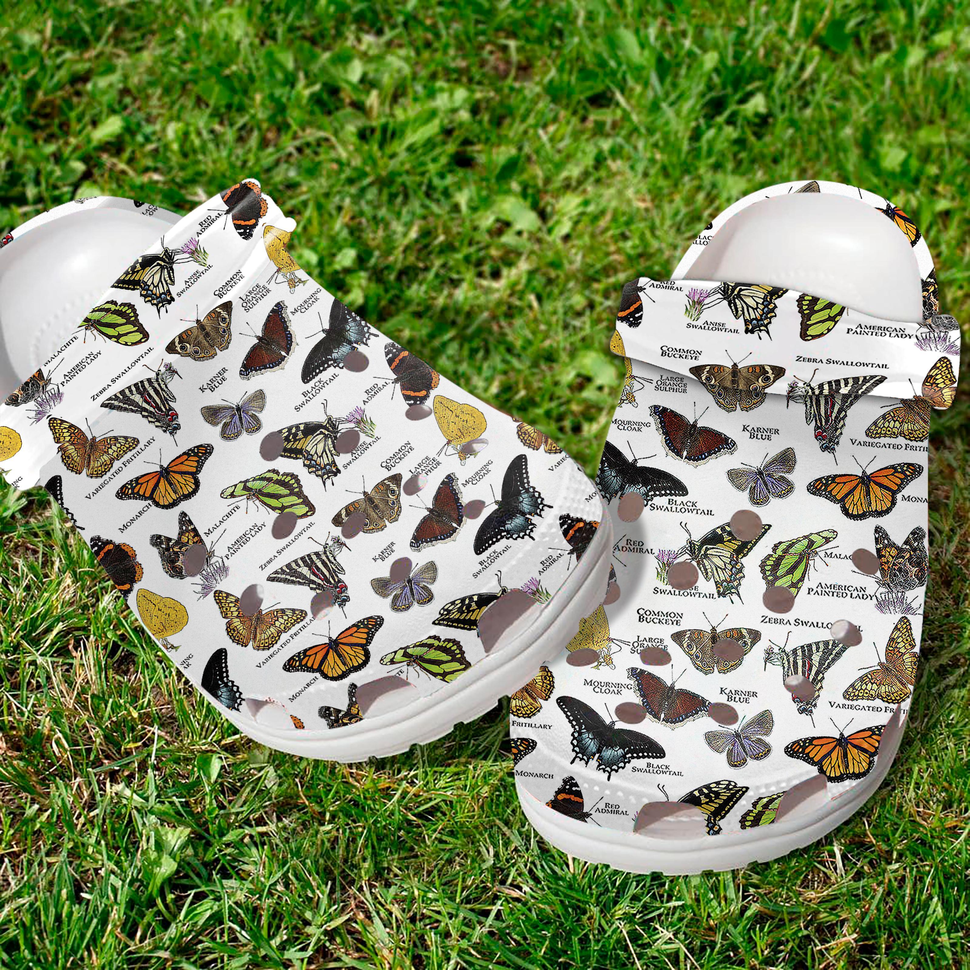 Butterflies Collection Crocs Crocband Clogs Shoes Comfortable For Men Women and Kids