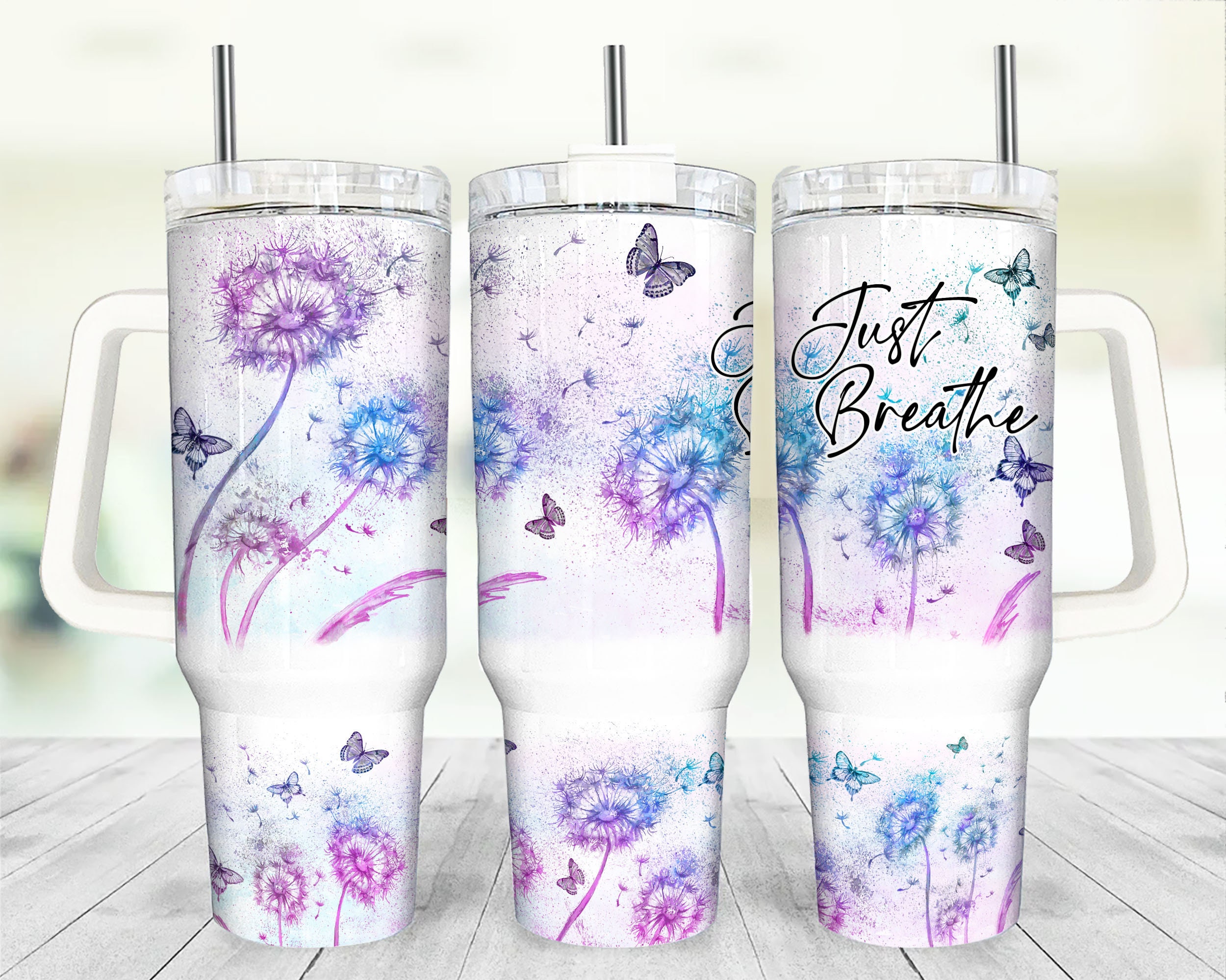 Butterfly and Floral Custom Stanley Cup 40 oz 30 oz Tumbler With HandleTVC2301954