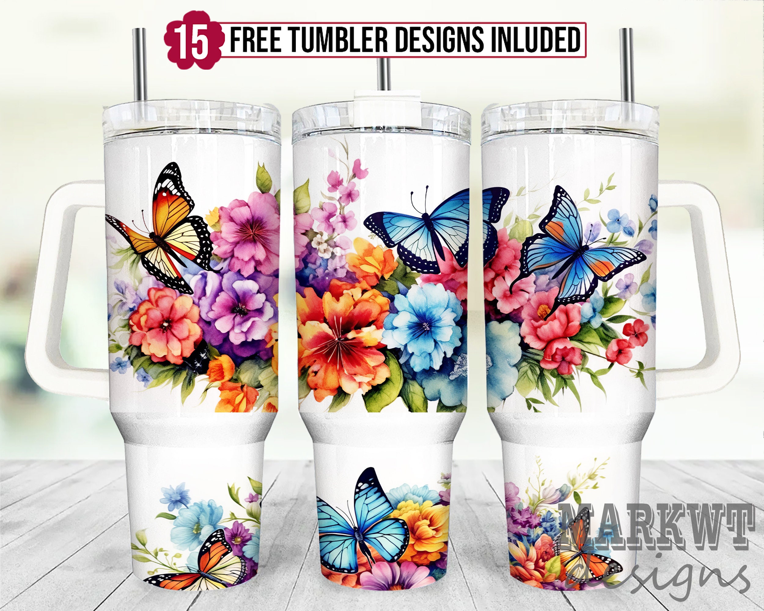 Butterfly and Floral Custom Stanley Cup 40 oz 30 oz Tumbler With HandleTVC2301955