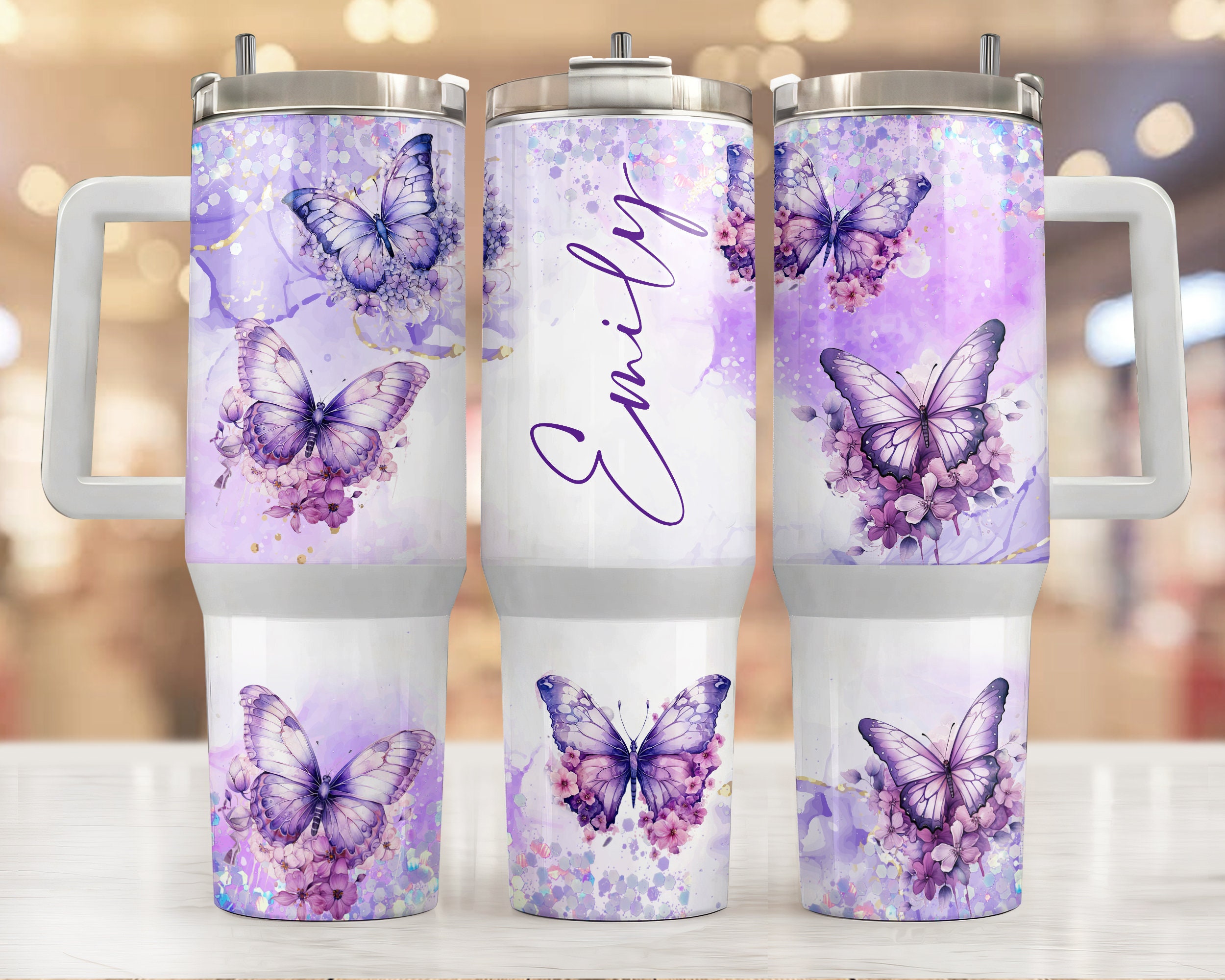 Butterfly and Floral Custom Stanley Cup 40 oz 30 oz Tumbler With HandleTVC2301955