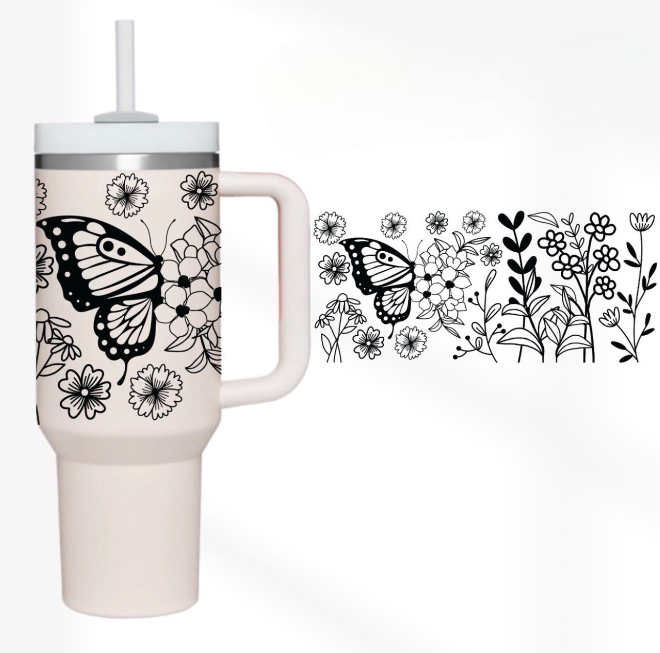 Butterfly And Flower Custom Stanley Cup 40 oz 30 oz Tumbler With HandleTVC2301747