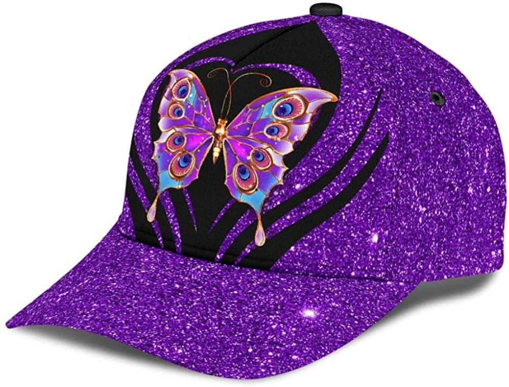 Butterfly Bling Bling Style Sparkling Glitter 3D Printed Unisex Hat Classic Caps Bsaseball Cap Trucker Hats Custom Hats Gifts For Men & Women