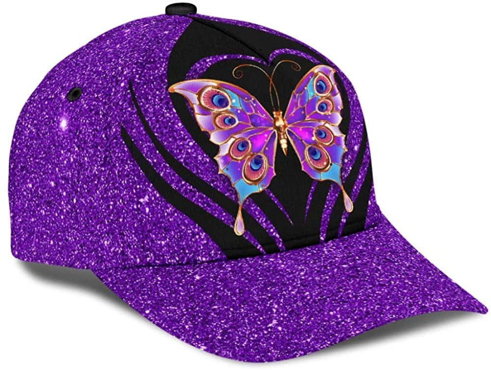 Butterfly Bling Bling Style Sparkling Glitter 3D Printed Unisex Hat Classic Caps Bsaseball Cap Trucker Hats Custom Hats Gifts For Men & Women