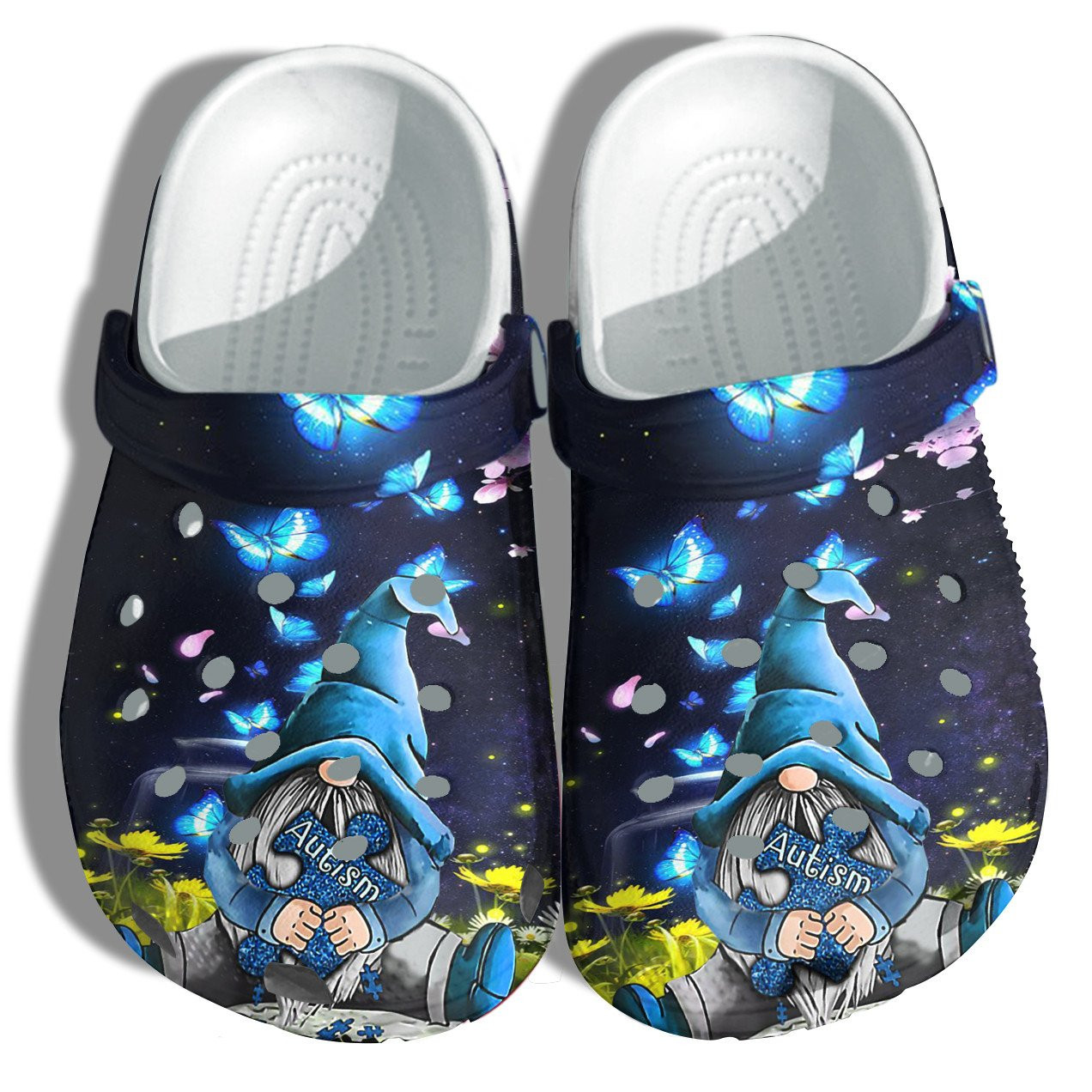 Butterfly Blue Gnomies Hug Autism Puzzel Shoes - Wear Blue April Autism Shoes Croc Clogs