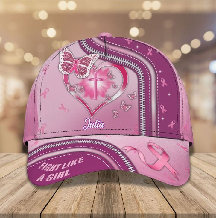Butterfly Breast Cancer Awareness Pink Classic Cap for Women, Thank for The Support Hat Trucker Hats Custom Hats Gifts For Men & Women