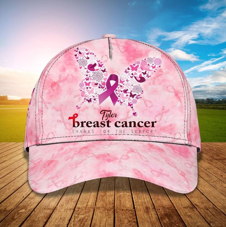 Butterfly Breast Cancer Awareness Pink Classic Cap for Women, Thank for The Support Hat Trucker Hats Custom Hats Gifts For Men & Women