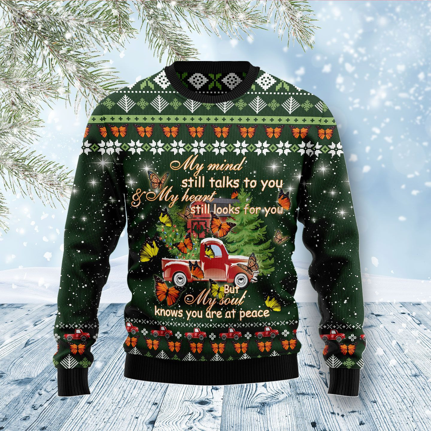 Butterfly Christmas Season My Mind Ugly Christmas Sweater Adult 3D Funny Matching for family