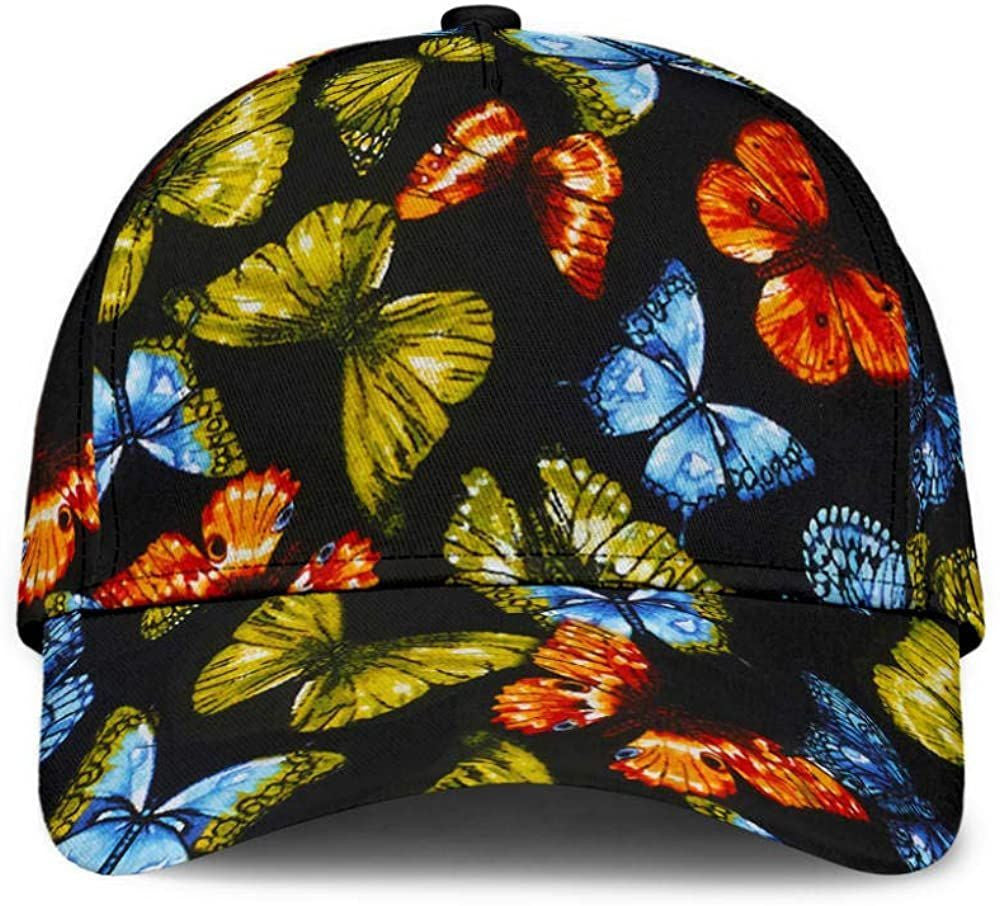 Butterfly Colorful Black 3D Printed Unisex Hat Classic Cap, Baseball Cap Trucker Hats Custom Hats Gifts For Men & Women
