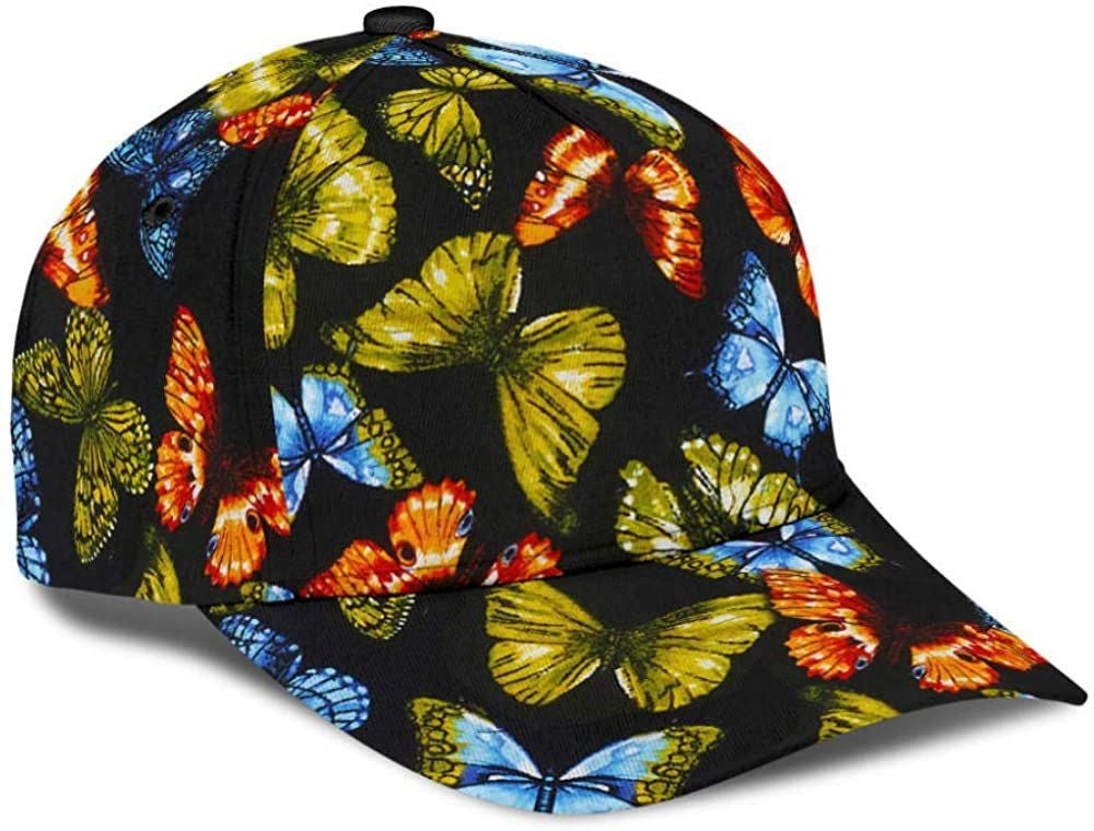 Butterfly Colorful Black 3D Printed Unisex Hat Classic Cap, Baseball Cap Trucker Hats Custom Hats Gifts For Men & Women