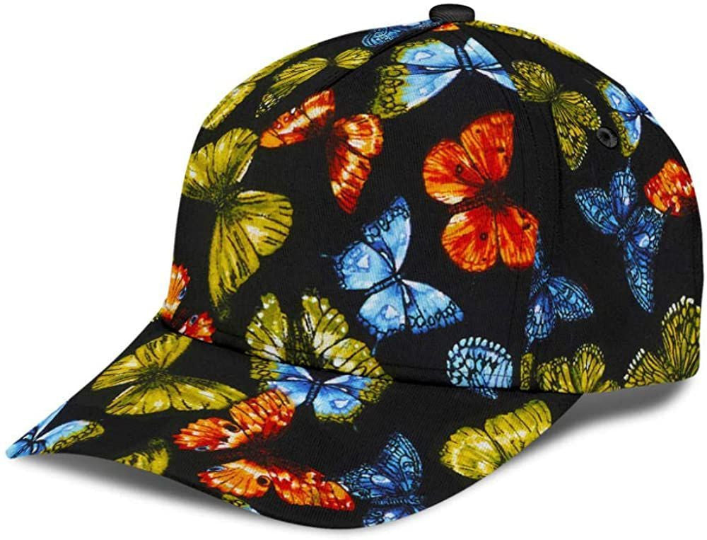 Butterfly Colorful Black 3D Printed Unisex Hat Classic Cap, Baseball Cap Trucker Hats Custom Hats Gifts For Men & Women