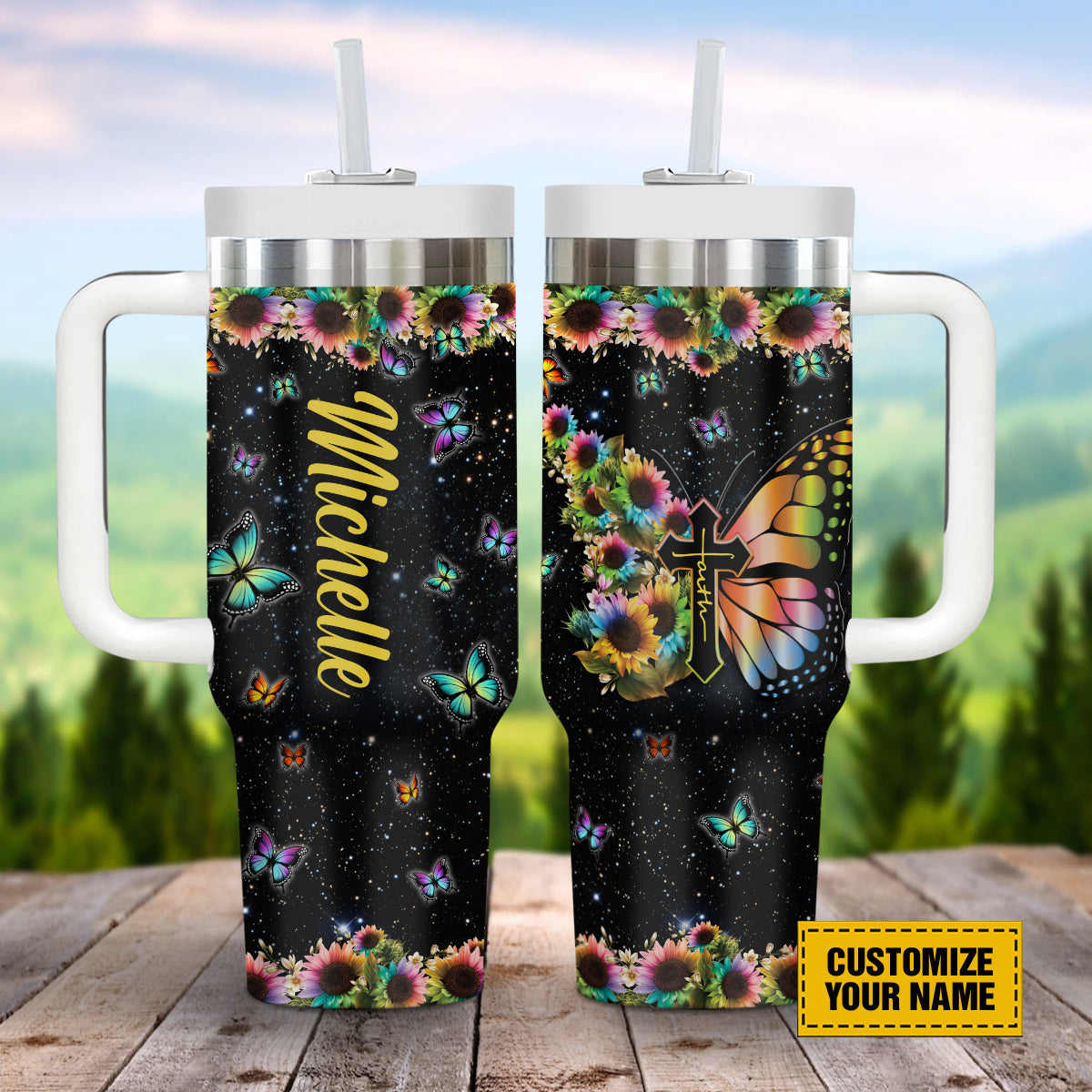 Butterfly Colorful Faith Custom Stanley Cup 40 oz 30 oz Tumbler With HandleTVC2301695