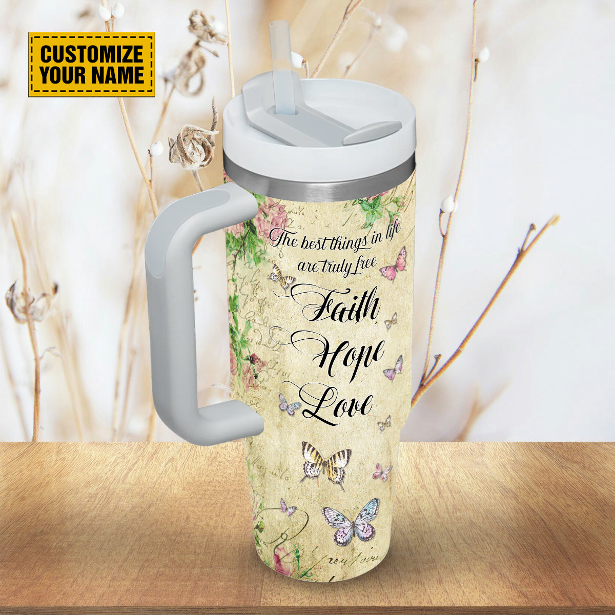 Butterfly Floral Faith Custom Stanley Cup 40 oz 30 oz Tumbler With HandleTVC2301690 - Image 5
