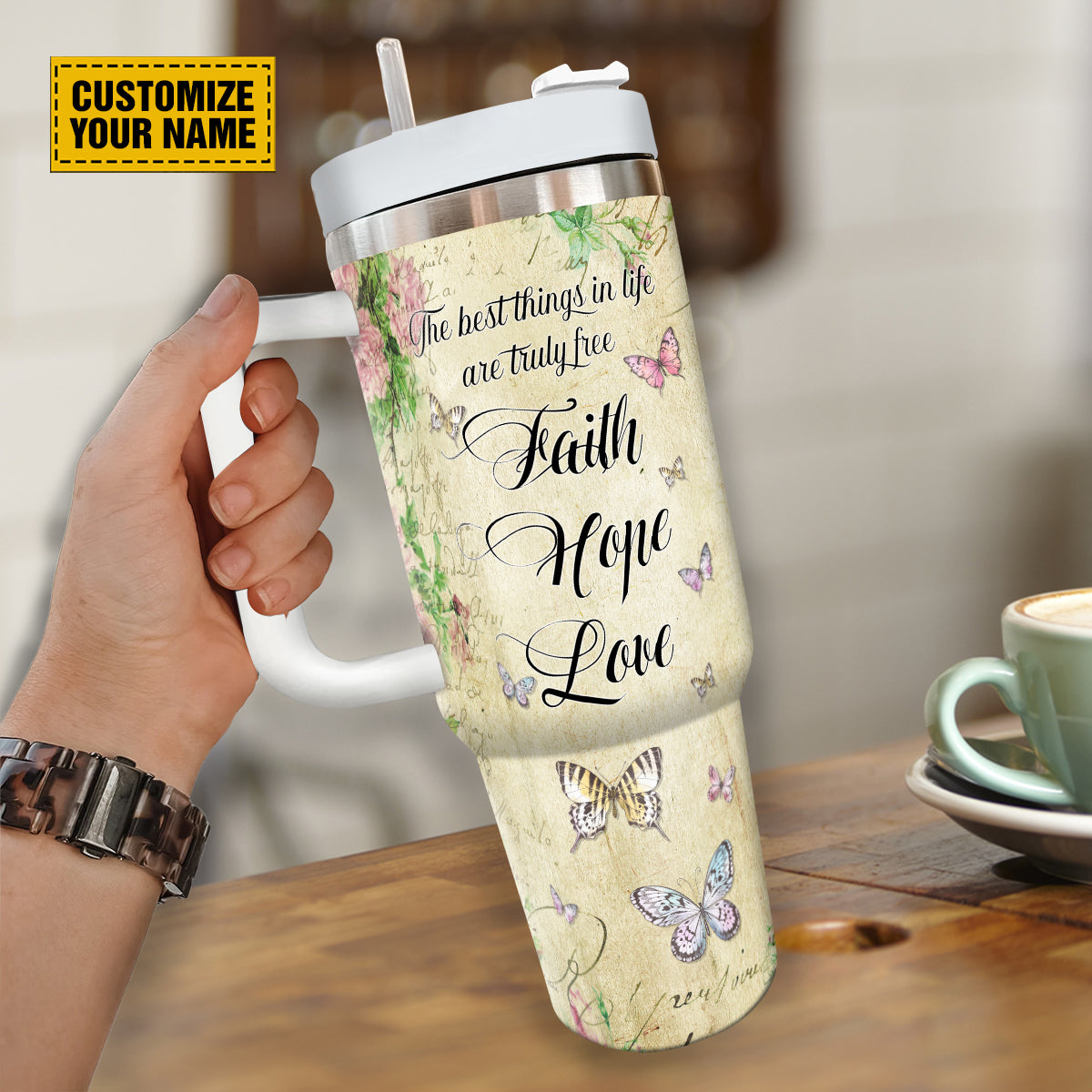 Butterfly Floral Faith Custom Stanley Cup 40 oz 30 oz Tumbler With HandleTVC2301690 - Image 4