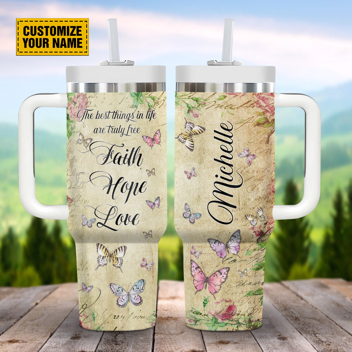 Butterfly Floral Faith Custom Stanley Cup 40 oz 30 oz Tumbler With HandleTVC2301690