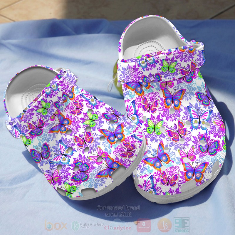 Butterfly Motif Crocs Crocband Clogs Shoes Comfortable For Men Women and Kids