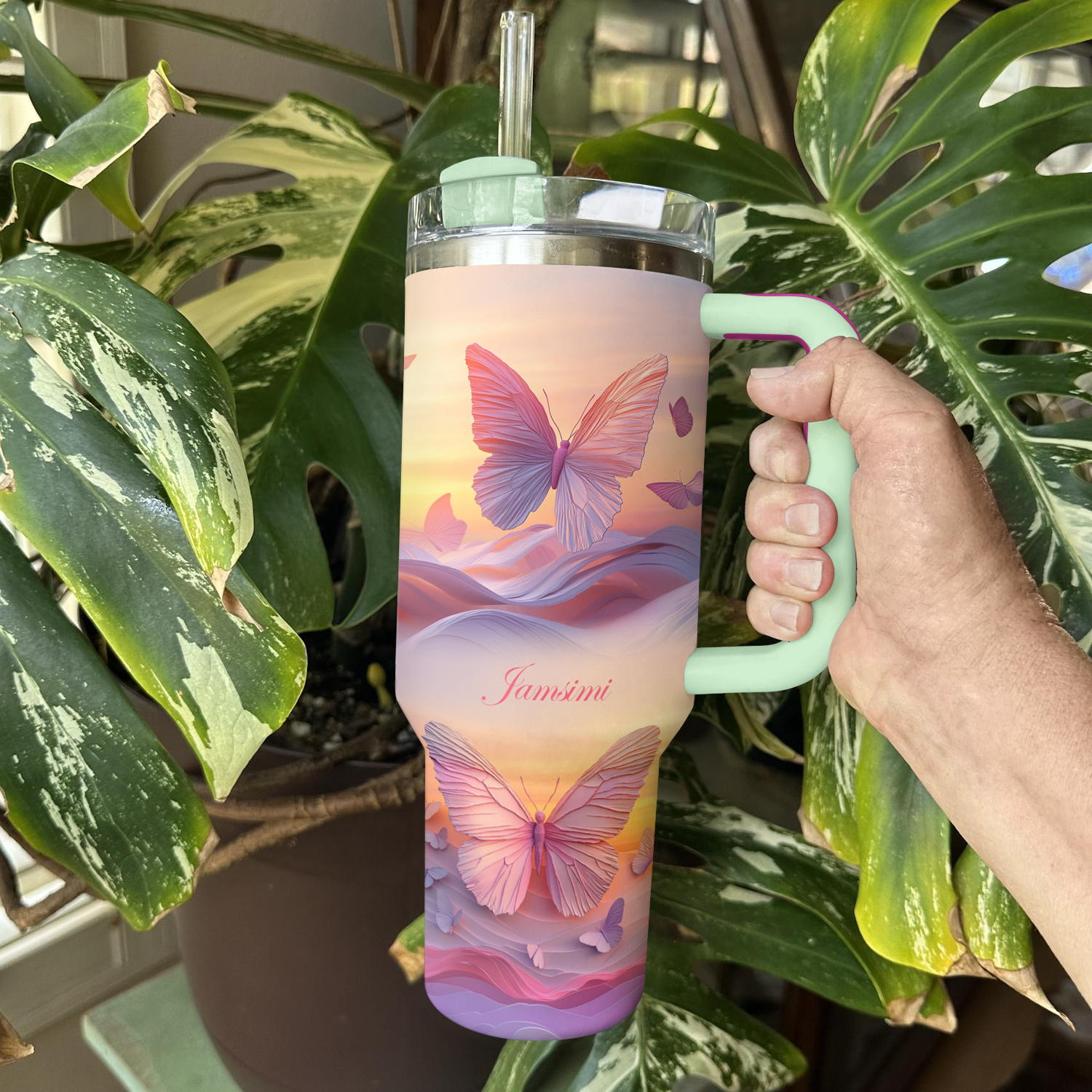 Butterfly Pink Custom Stanley Cup 40 oz 30 oz Tumbler With HandleTVC2301291 - Image 4