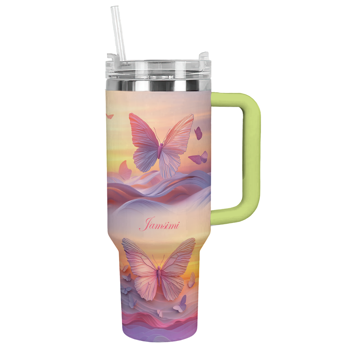 Butterfly Pink Custom Stanley Cup 40 oz 30 oz Tumbler With HandleTVC2301291