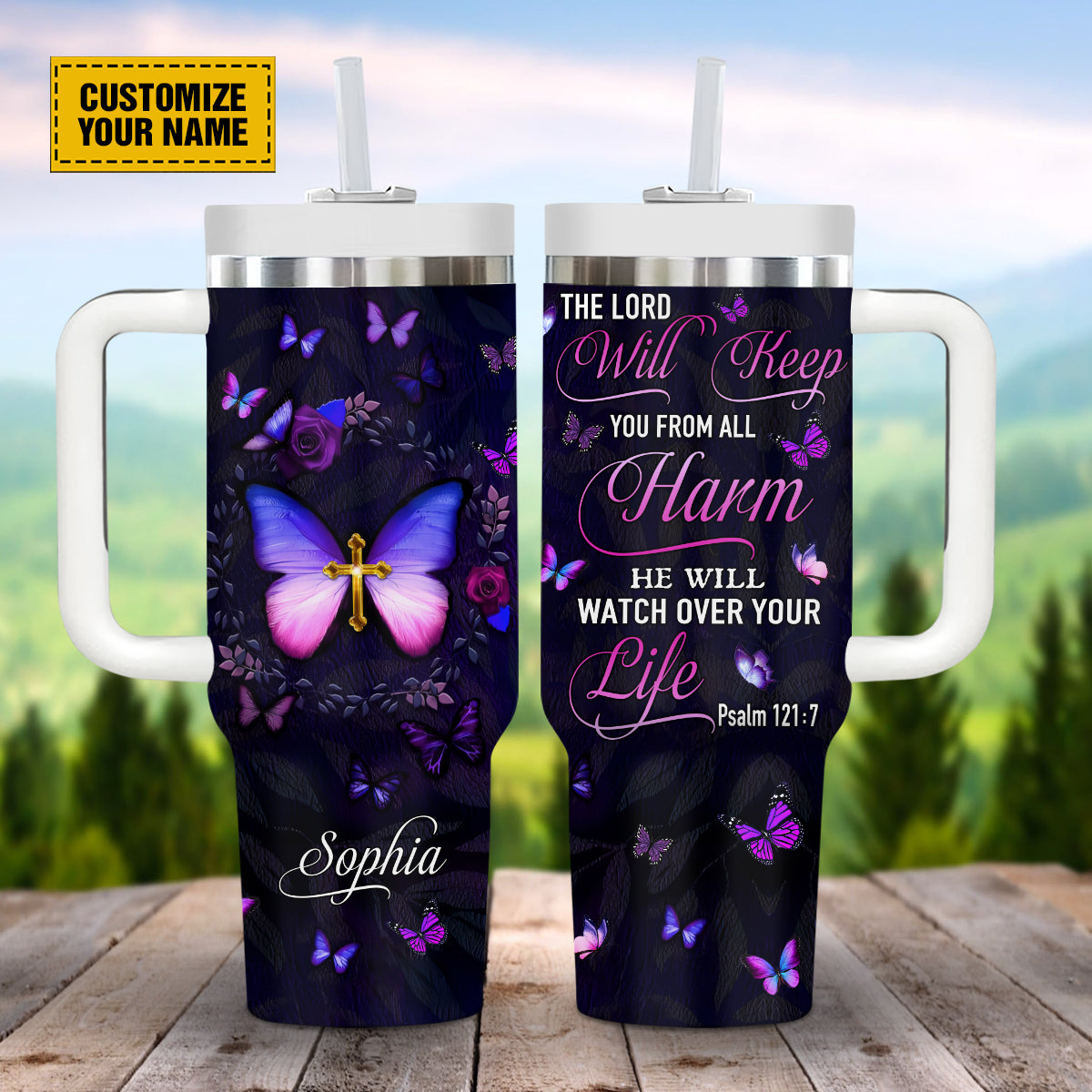 Butterfly Purple Faith Custom Stanley Cup 40 oz 30 oz Tumbler With HandleTVC2301694
