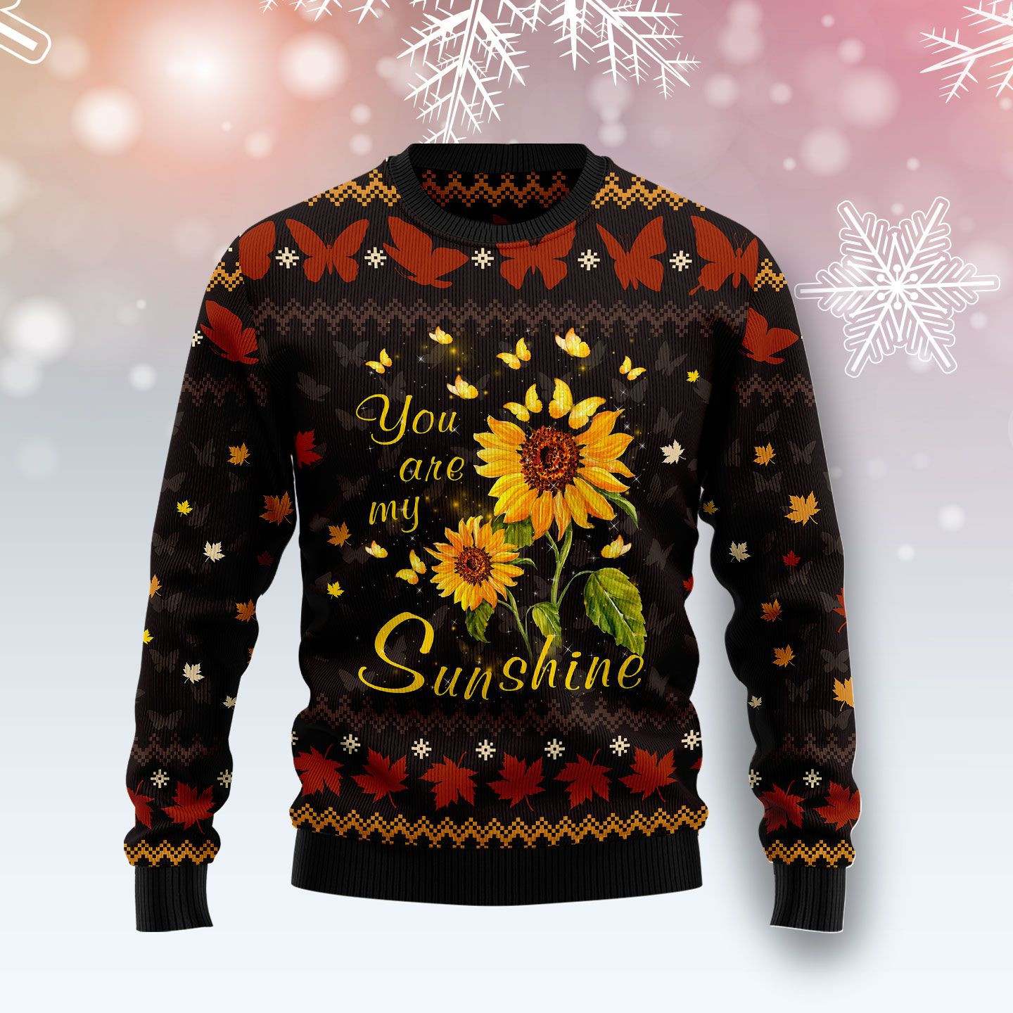 Butterfly Sunshine Ugly Christmas Sweater Adult 3D Funny Matching for family