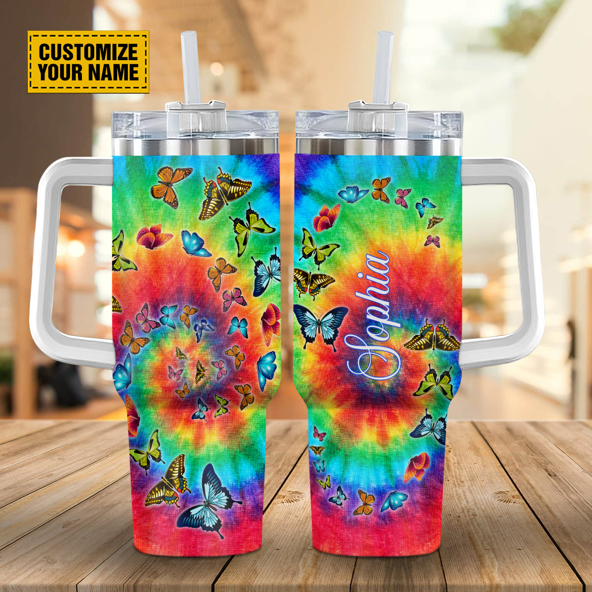 Butterfly Tie Dye Custom Stanley Cup 40 oz 30 oz Tumbler With HandleTVC2301692