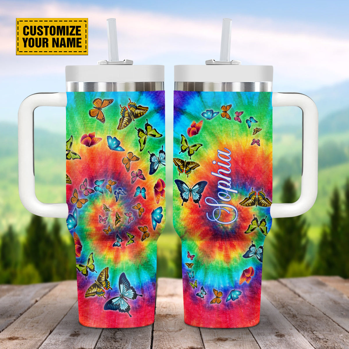 Butterfly Tie Dye Custom Stanley Cup 40 oz 30 oz Tumbler With HandleTVC2301692 - Image 2
