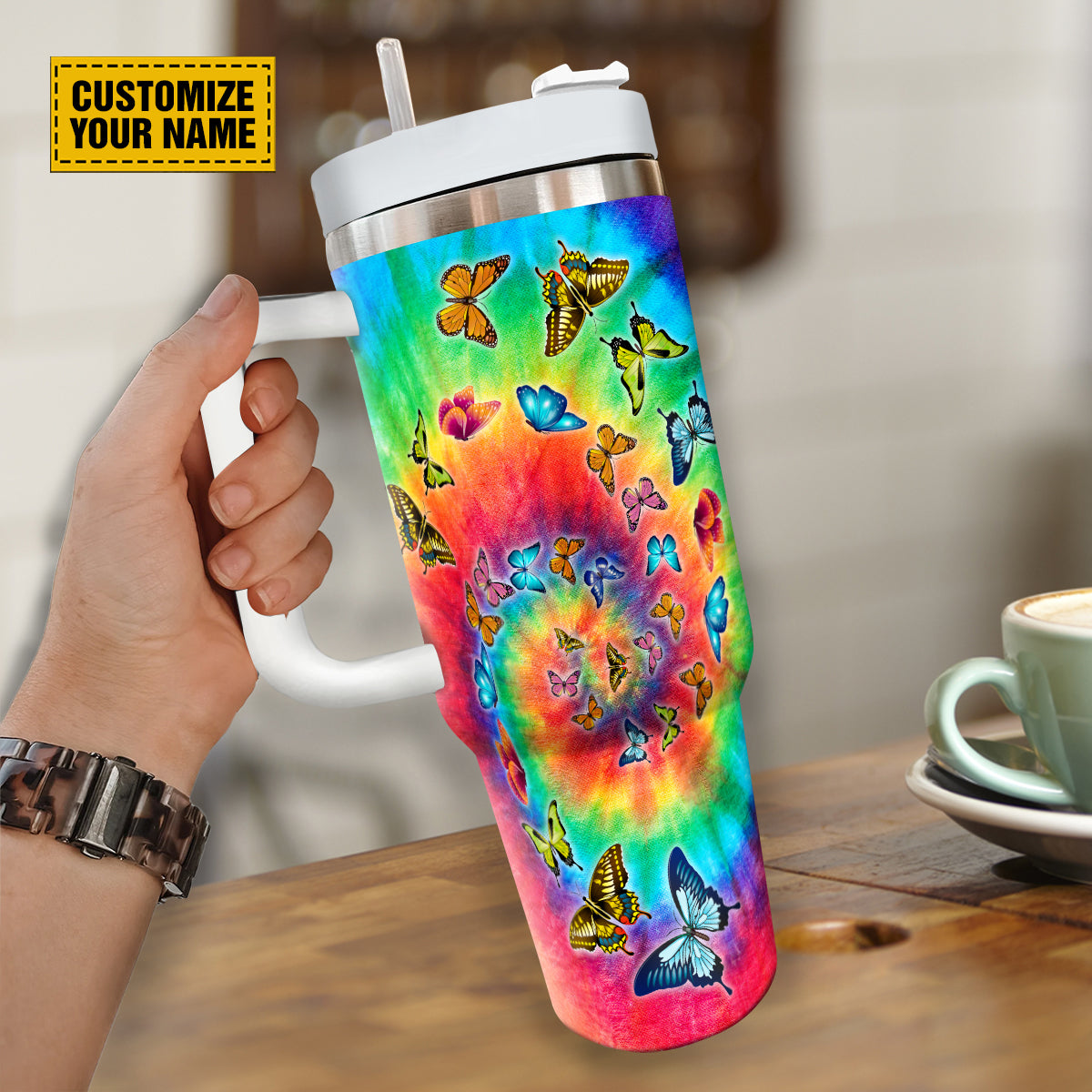 Butterfly Tie Dye Custom Stanley Cup 40 oz 30 oz Tumbler With HandleTVC2301692 - Image 4