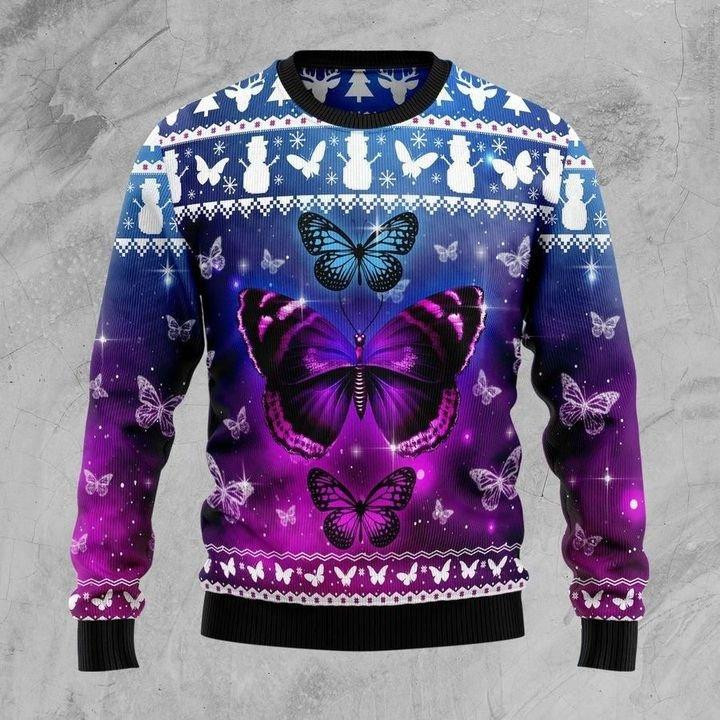 Butterfly Ugly Christmas Sweater Adult 3D Funny Matching for family