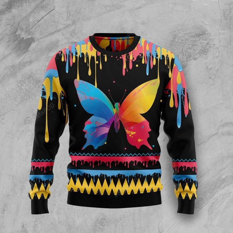 Butterfly Ugly Christmas Sweater Adult 3D Funny Matching for family