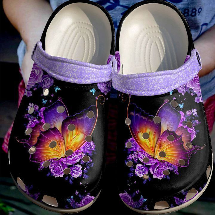 Butterfly With Flower clog Shoes