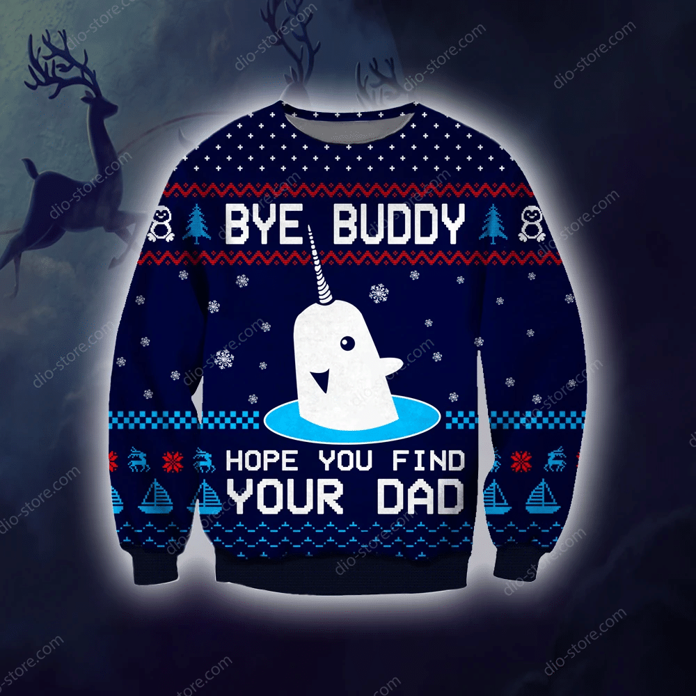 Bye Buddy Knitting Pattern 3D Print Ugly Christmas Sweater Adult 3D Funny Matching for family