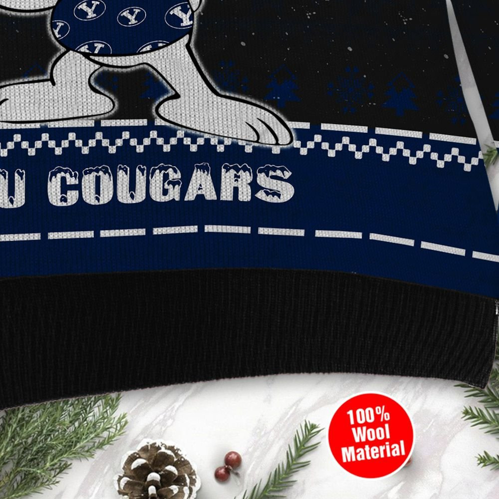 Byu Cougars Snoopy Dabbing Holiday Party Ugly Christmas Sweater Adult 3D Funny Matching for family - Image 4