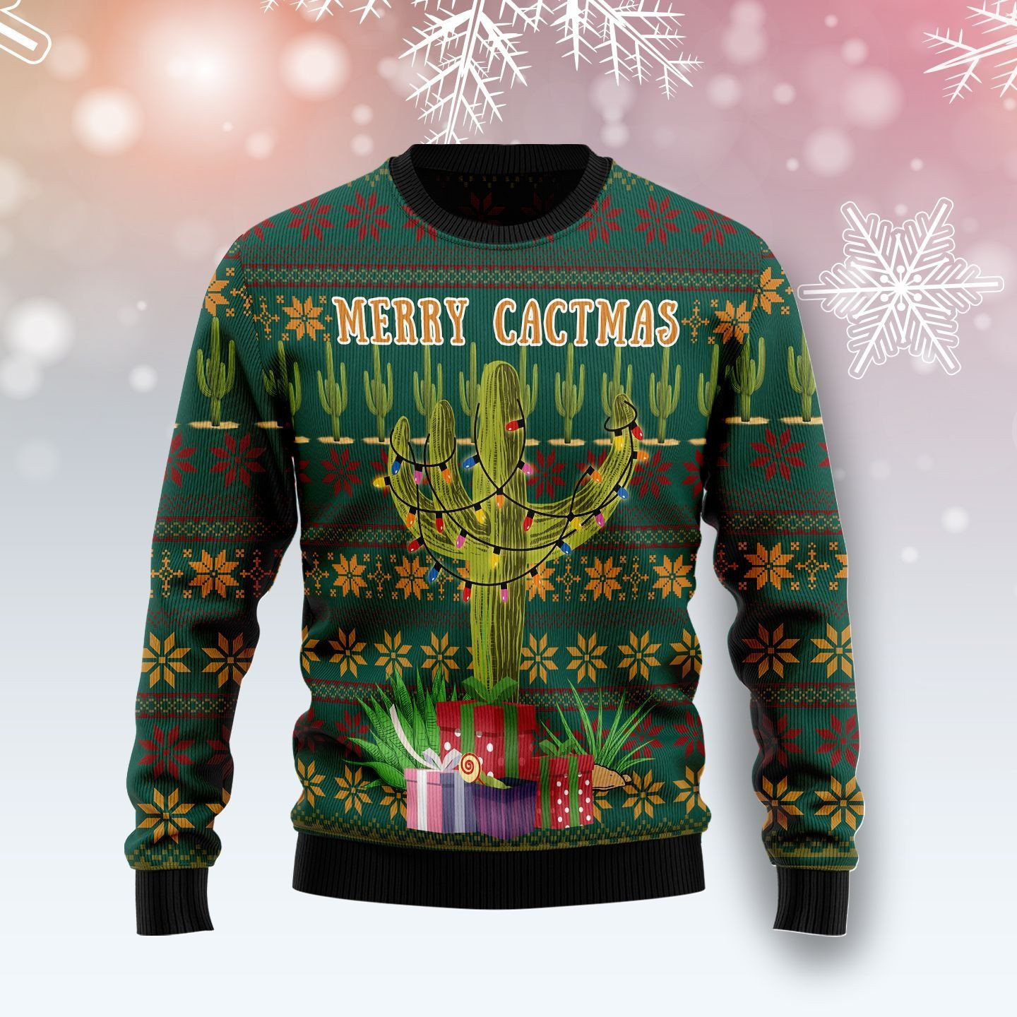 Cactus Christmas Tree Ugly Christmas Sweater Adult 3D Funny Matching for family