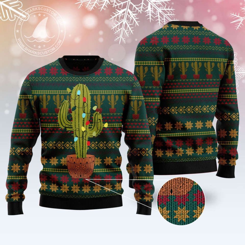 Cactus Christmas Ugly Sweater Xmas Sweatshirt
