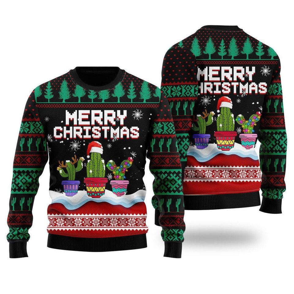 Cactus Sweater Merry Christmas, Ugly Sweater For Men & Women
