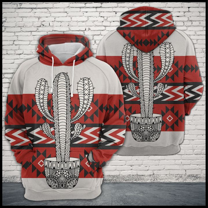 Cactus Zentangle Native Pattern 3D All Over Print Hoodie, Zip Hoodie